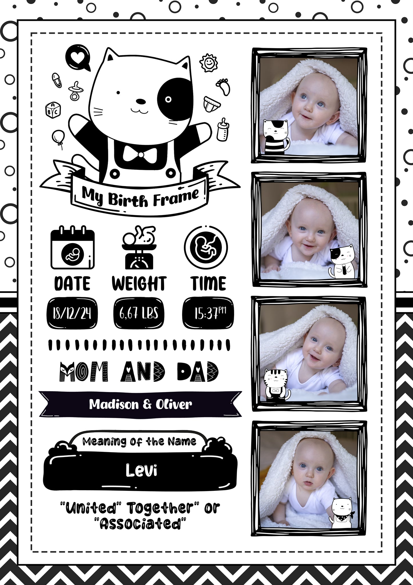 Editable Baby Birth Announcement Frame Bundle (10 PSD Templates) 💙 For Sublimation • Gifts • Wall Decor • Canva Conversion Ready