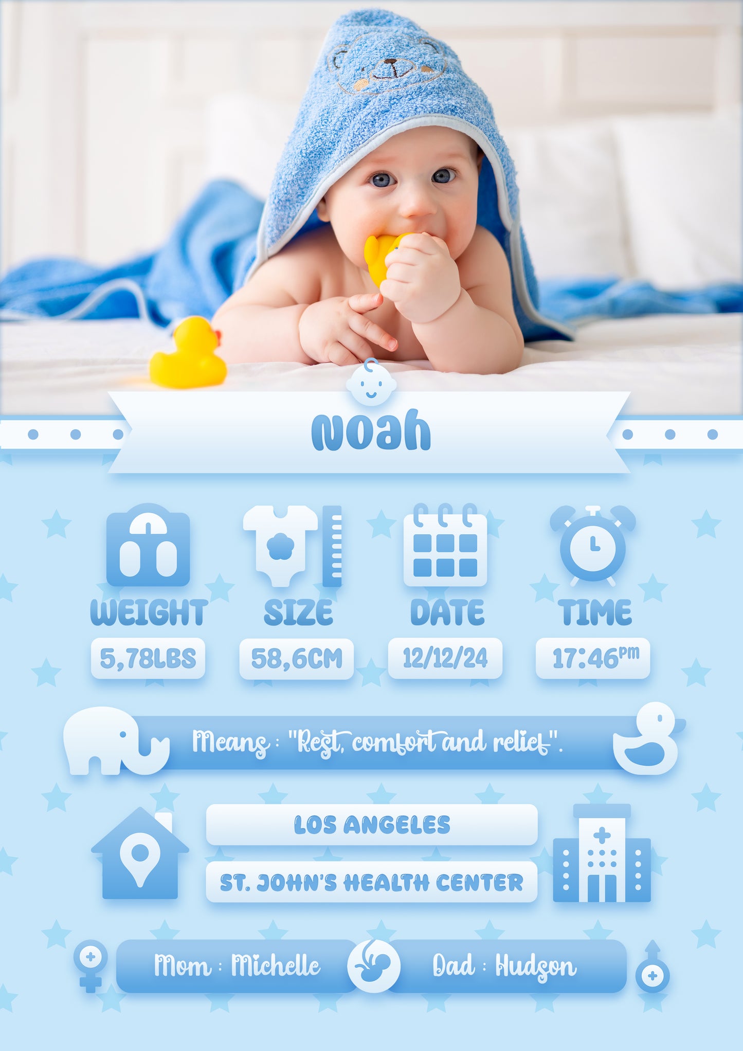 Editable Baby Birth Announcement Frame Bundle (10 PSD Templates) 💙 For Sublimation • Gifts • Wall Decor • Canva Conversion Ready