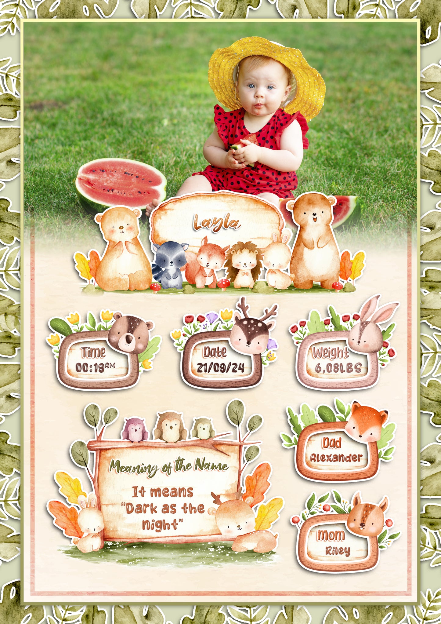 Editable Baby Birth Announcement Frame Bundle (10 PSD Templates) 💙 For Sublimation • Gifts • Wall Decor • Canva Conversion Ready