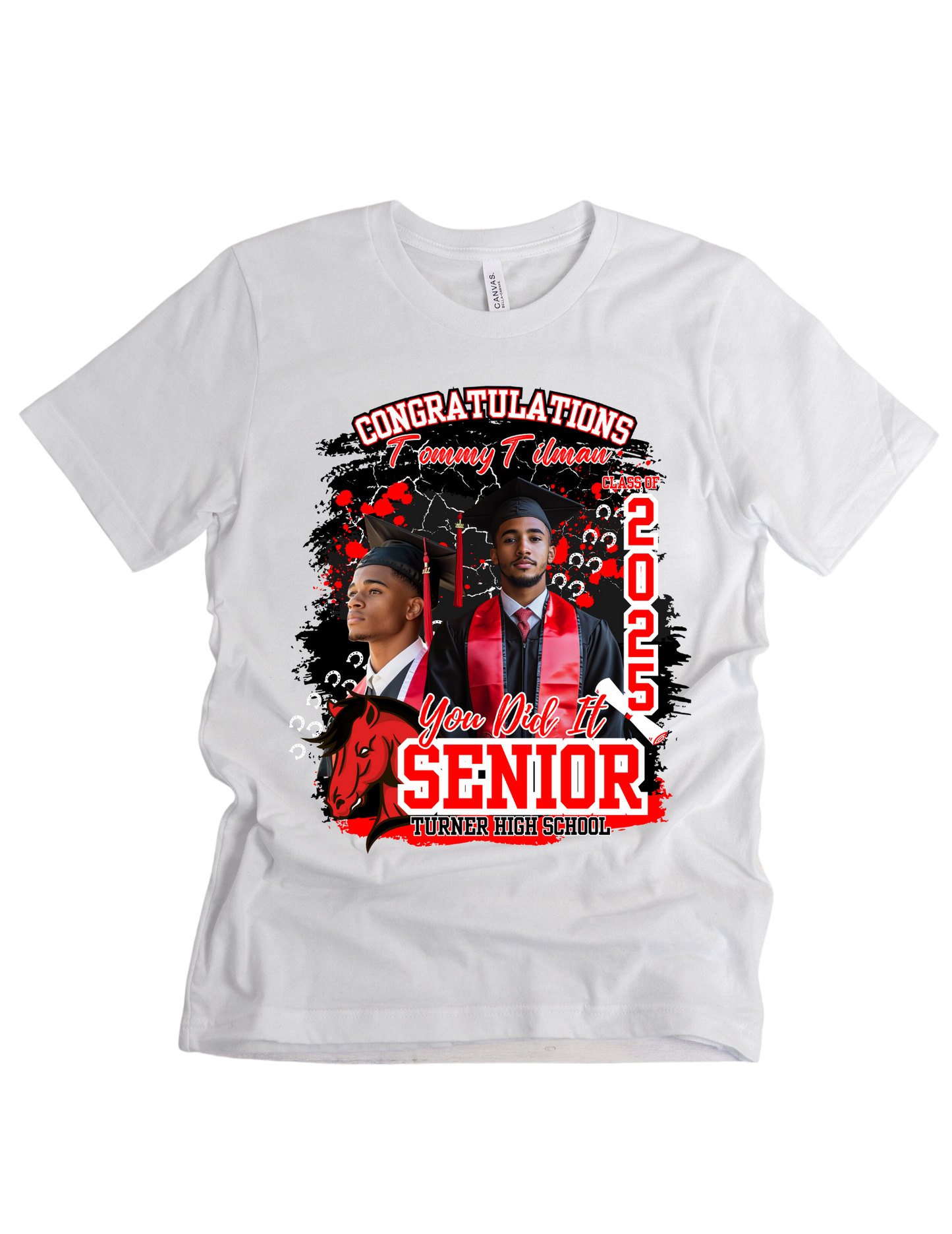 Free Graduation Senior T-Shirt Template – Canva Editable (Red & Black Theme)