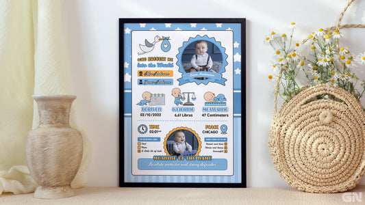Baby Frame Bundle | 5 Editable Photoshop Templates | Baby Shower, Gender Reveal, Birth Announcement | PSD Instant Download