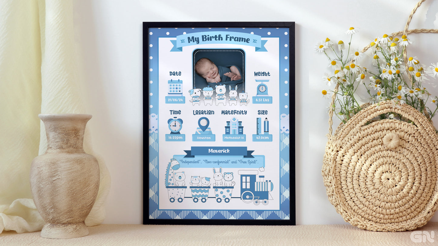 Baby Frame Bundle | 5 Editable Photoshop Templates | Baby Shower, Gender Reveal, Birth Announcement | PSD Instant Download
