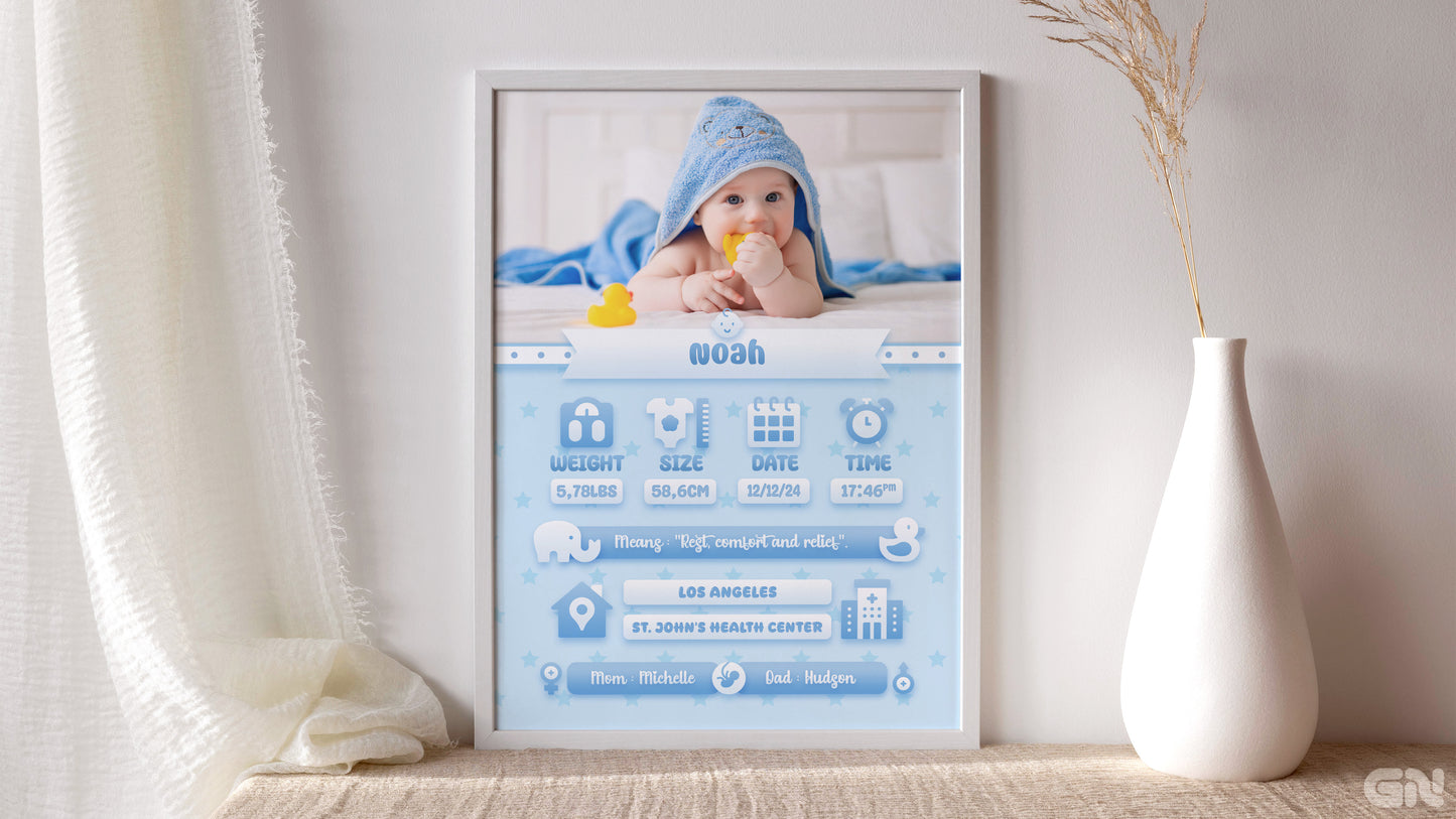 Baby Frame Bundle | 5 Editable Photoshop Templates | Baby Shower, Gender Reveal, Birth Announcement | PSD Instant Download (Copy)