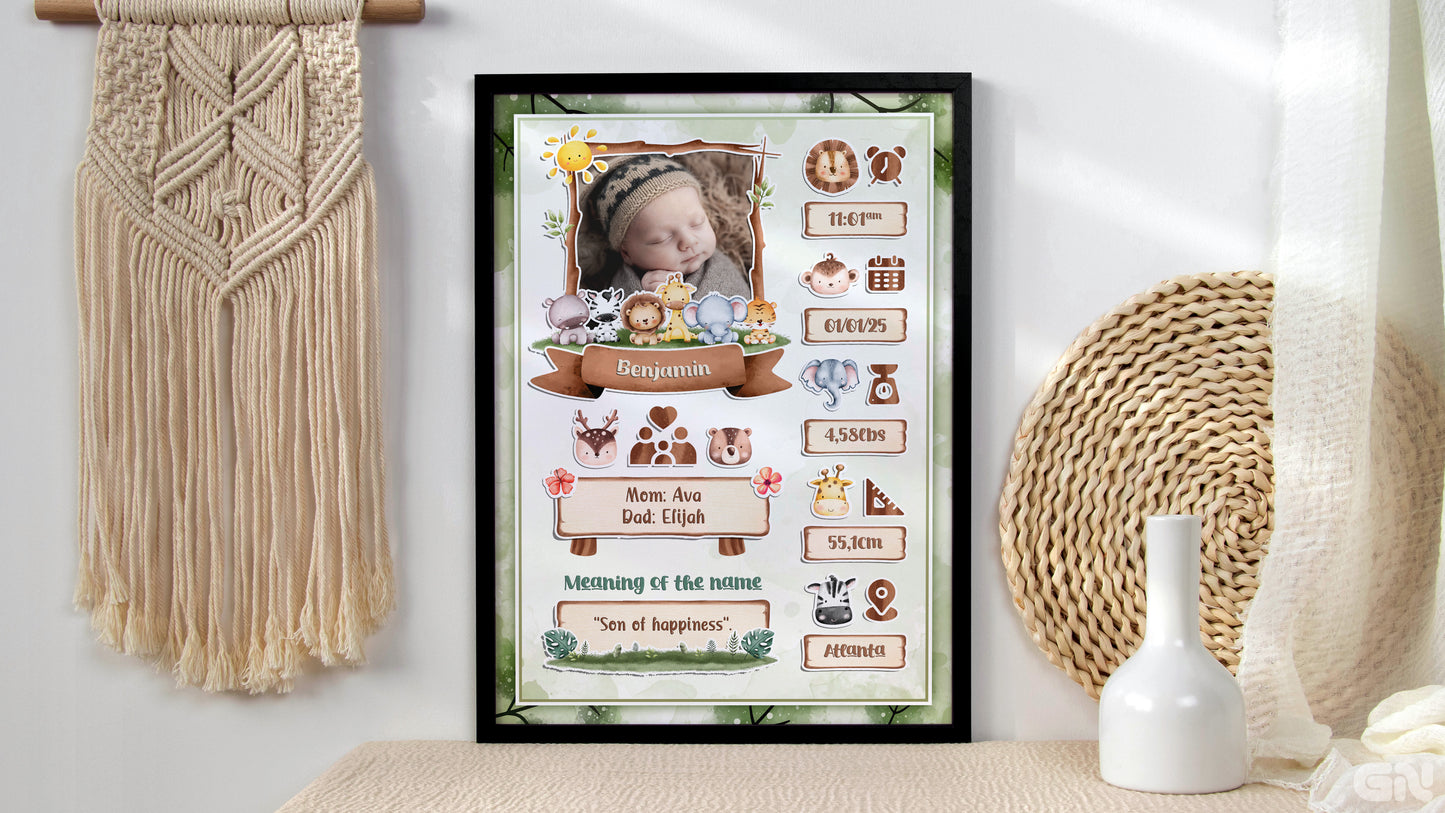 Baby Frame Bundle | 5 Editable Photoshop Templates | Baby Shower, Gender Reveal, Birth Announcement | PSD Instant Download (Copy)