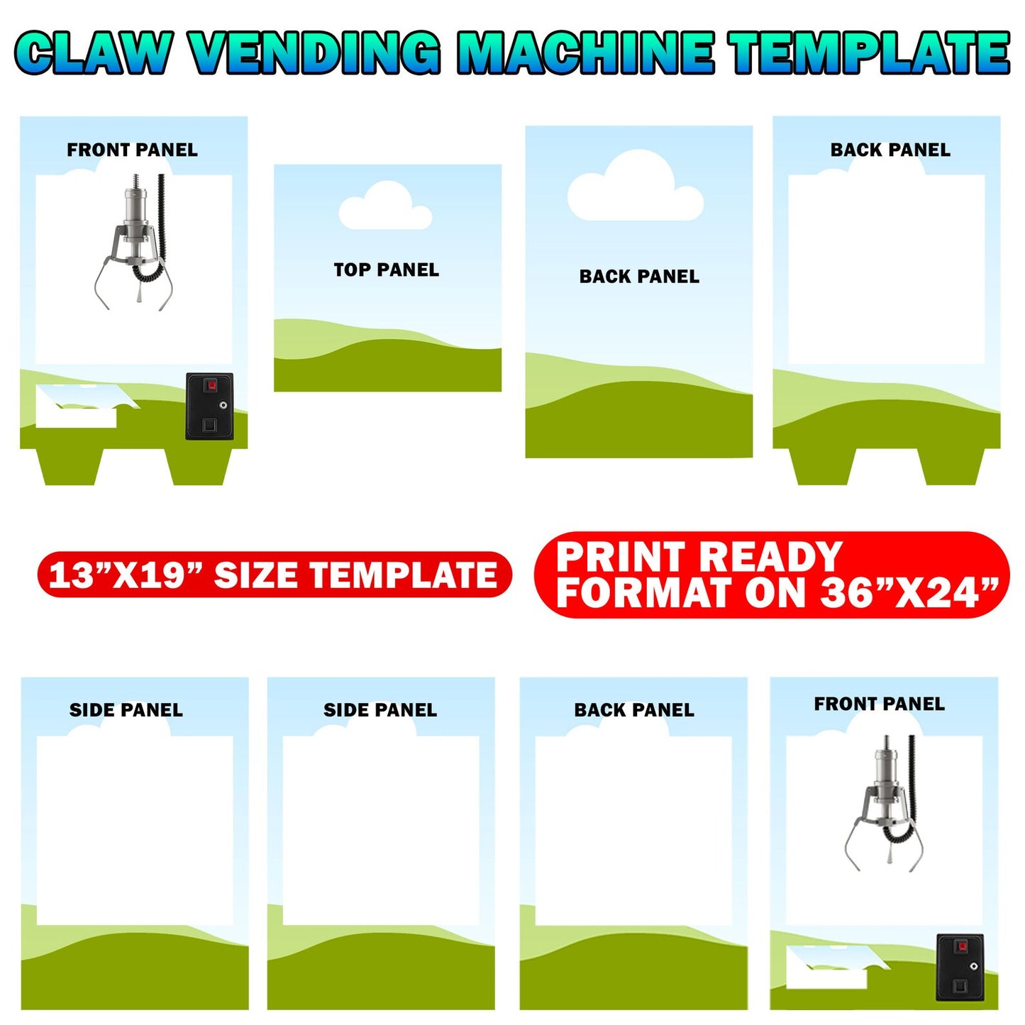 🕹️ Canva Editable Claw Machine Template + 2000 Wallpapers & 50 Claw PNGs | Foam Board DIY Display Kit