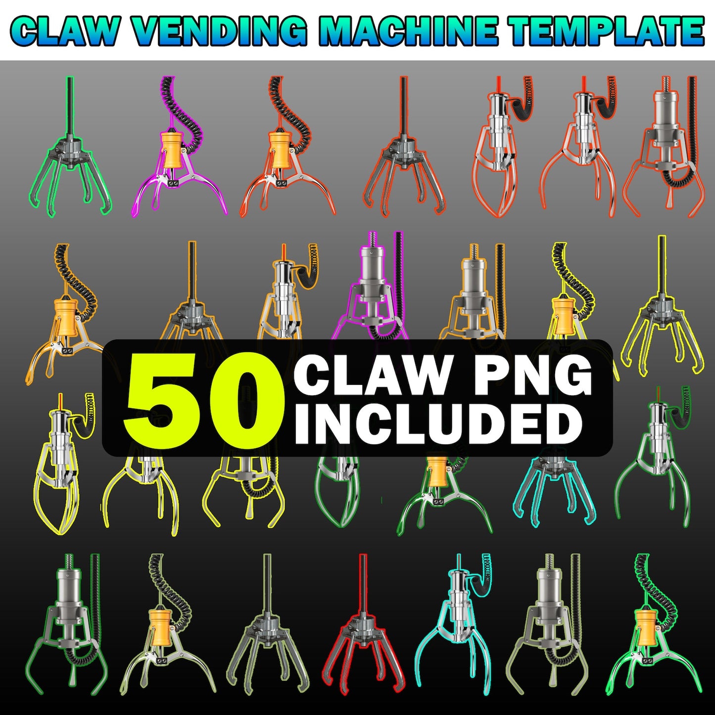 🕹️ Canva Editable Claw Machine Template + 2000 Wallpapers & 50 Claw PNGs | Foam Board DIY Display Kit