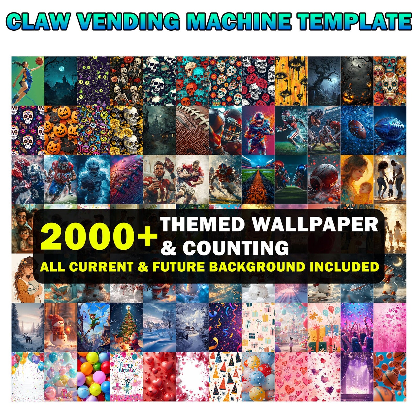 🕹️ Canva Editable Claw Machine Template + 2000 Wallpapers & 50 Claw PNGs | Foam Board DIY Display Kit