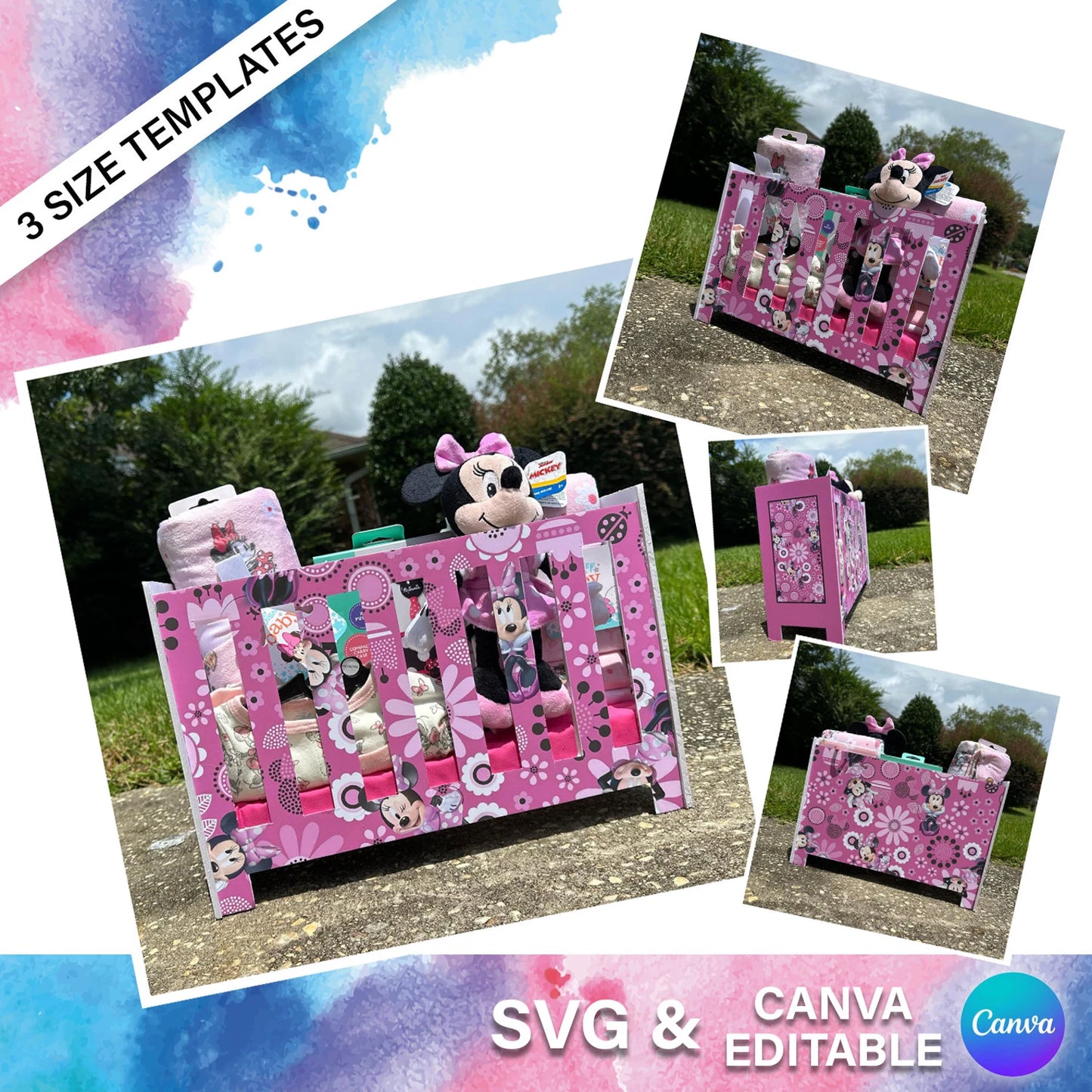 🎁 Canva Editable Baby Crib Gift Box Template – 3 Sizes (8.5x11, 11x17, 13x19)